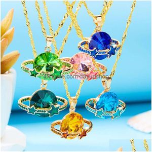 Schmuck Kaiserinwitwe Xi Gleicher Stil Halskette Damenmode Vielseitiger Diamant-Planeten-Anhänger Pullover Drop-Lieferung Dh2Rn