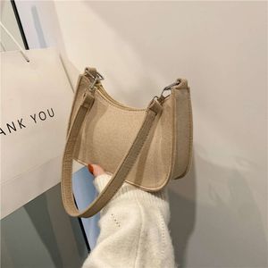 2023 Fashion Women Handbag Solid Color Casual Mini Underarm Bags New Female Chain Shoulder Pouch Hot Sale Ladies Felt Tote Bag