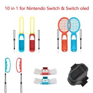 Fall för Nintendo Switch Sports Control Set Joycon armband tennis racket fitness ben rem svärd speltillbehör för switch oled