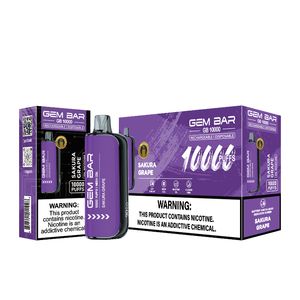 Orijinal Gem Bar 10000Puff Tek Kullanımlık E Sigara 1.0ohm Mesh Bobin 18ml Pod Pil Şarj Edilebilir Elektronik CIGS Puff 10k 0% 2% 3% 5% RBG Işık Vape Kalem Kiti