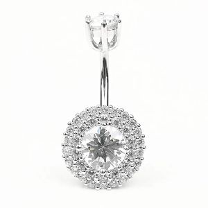 Ringar Sterling Sier Belly Bar Double End Cubic Zircon Stone Navel Ring Body Piercing Navel Bars Piercing Smycken