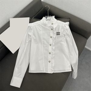 Brev kvinnor vit blus skjorta lyxdesigner eleganta toppar vår sommar avslappnad långärmad gata stil skjortor