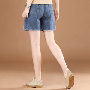 Ragged A-line Denim Shorts 2023 Summer New Fat Mm Versatile Slimming Harlan Shorts Wide Leg Thin PT1400