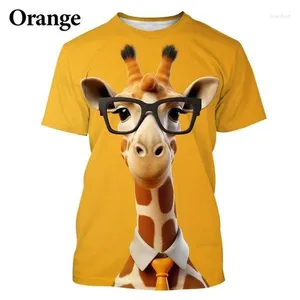 Herren T-Shirts 2024 Lustige Giraffe 3D-gedrucktes Cartoon-Tier Hip Hop Casual Street und Damen T-Shirt Tops