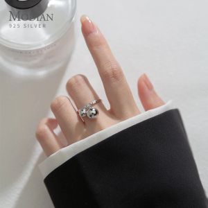 Ringe Modian Solid 925 Sterling Silver Light Luxury Bell Offener Ring Ring für Frauen Party Ring Geschenk Feines Schmuckzubehör