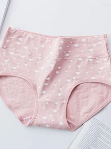 Mutandine da donna Pink Love stampato vita alta addome mutande di cotone cuciture bianche slip morbidi e traspiranti