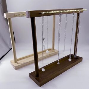 Necklaces Jewelry Organizer Stand Modern Wood with 24 Hangers Necklace Storage Rack for Pendants Watches Chains Rings Hanging Necklace