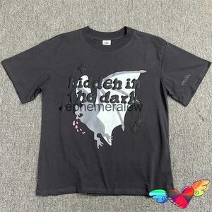 Erkek Tişörtleri Kırık Gezegen Pazarı Karanlık T-Shirt Gizli Erkekler Kadın Puf Puf Baskı Kırık Gezegen Tee Boyun Ends Üstler Yarasa Kısa Sleeveh24222