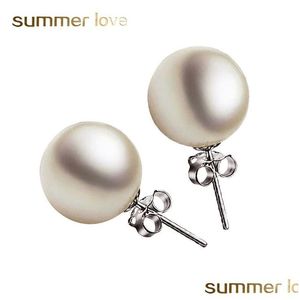 Dangle żyrandol Nowa moda 6 mm 8 mm 10 mm Pearl Pearl Studs For Women okrągła piłka kształt romantyczna biżuteria weselna Drop Gelive Dhfbm