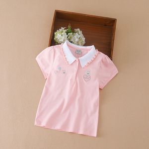 3-12 Yaş Girls Polo Yaz Çocukları Kısa Kollu T-Shirts Çocuklar Yatak Giysileri Bebek Pamuk Üstleri 240219