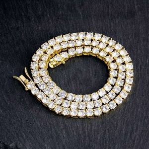 Anpassad hiphop iced 22 24 tum Real S sier 10k 14k Gold Ice Out 5mm Moissanite Diamond Tennis Link Chain Halsband