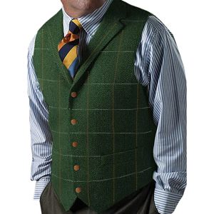 Gilet da uomo retrò Gilet da uomo vestibilità regolare in tweed di lana scozzese Gilet senza maniche Gilet da uomo