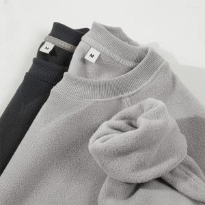 Felpe con cappuccio da uomo stile coreano caldo pile felpe inverno solido o-collo pullover top per uomo casual streetwear di alta qualità