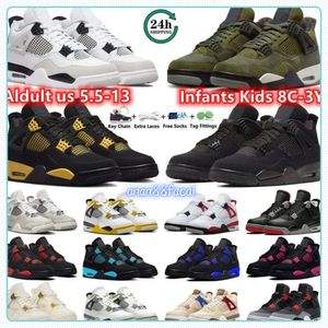 Jumpman 4 Basketball Shoes Moments Military Black Cat 4s Thunde Cherry Grey White Cement Palomino Cherry Trainers Sports Sneakers