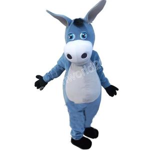 2024 Ny Donkey Mascot Costume Cartoon Character Outfits Suit Vuxna Storlek Outfit Birthday Christmas Carnival Fancy Dress for Men Women