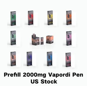 Vorgefüllter Einweg-LED-Stift VAPORDI Keramikölstift 280 mAh Typ C 2000 mg T9-Öl 10 Geschmacksrichtungen USA-Lager