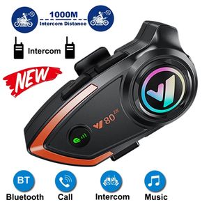 Y80 2x Citofono per casco Auricolare per moto Bluetooth BT 5.0 IPX6 Impermeabile CVC Riduzione del rumore 800m Intercomunicador 1000mAh