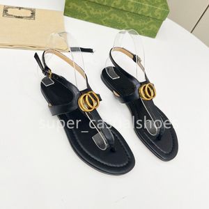 Nuove diapositive Scarpe firmate Donna Sandali con punta clip Infradito di alta qualità Articoli di lusso Lettere in metallo Pantofole piatte in pelle 35-42