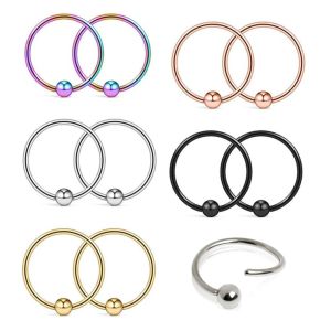 Back Junlowpy 20g Stainless Steel Nose Rings Cartilage Helix Ear Hoop Piercing Studs Tragus Earring Wholesale Body Jewelry 100/200pcs