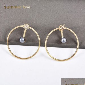 Ear Cuff New Arrival Pearl Large Hoop Cuff Earrings For Women Simple Diamond Star Gold Big Circle Zinc Alloy Jewelry Gift D Dhgarden Dhaig