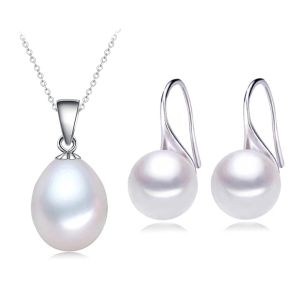 Sets Natural Freshwater Pearl Jewelry Sets,Handmade Real Pearl Jewelry Sets Wedding Fashion Earrings Necklace For Women