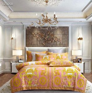 TOP QUAILTY Lusso 5 pezzi ORO ROSA Queen King Set di biancheria da letto di design 100 copripiumini in stile europeo in cotone intrecciato federe lenzuolo copripiumini set