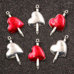 Charms 10st 21 38mm 2 färg grossist metall legering hjärtskalle rött droppolja hänge för smycken gör DIY handgjorda hantverk