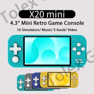 Players Tolex X20mini 4.3Im IPS Retro Videospelkonsol Simulatorer Support 128bit -spel Portable Handheld -spel Player Free Earphone