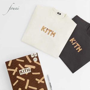 Erkek Tişörtleri Yeni Treats Kith FW T-shirt Erkek Kadınlar 1 1 En Kaliteli Patates Kızartması Çikolatalı Tişört Tişört Teats Clothgym J240219