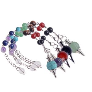 Halsketten Reiki Heilung 7 Chakra Natural Stones Crystal Quarz Pendulum Pendulo Lapis Lazuli Halskette Anhänger für Frauen Schmuck