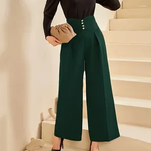 Women's Pants Plus Size Solid Color Women Wide Leg 2024 Spring Summer Casual High Waist Lady Trousers Simple Green Female Robe KJ021