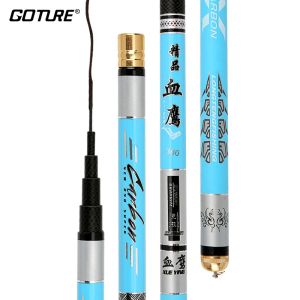 Varas goture vara de pesca super dura, fibra de carbono, varas telescópicas, 6h 1/9, alimentador de carpa, vara de mão para água doce, 2,7m, 6,3m