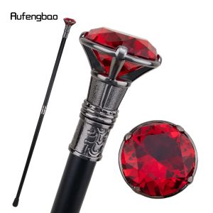 Red Diamond Silver Walking Cane Fashion Dekoracyjny dżenk dżentelmen Elegancki cosplay trzcinowy pokrętło Crosier 93 cm