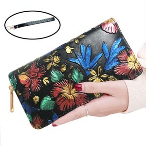 Женский длинный кошелек с 3D тиснением розы и бабочки, клатч, женская сумка, большая молния, роскошные сумки, сумка в китайском стиле