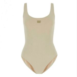 Costume da bagno intero da donna lavorato a maglia, costume da bagno senza schienale, triangolo in metallo, biquinis, costume da bagno estivo, bikini primavera calda