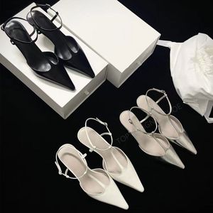 Top qualidade simples moda pontiagudo gatinho saltos sandália bombas calcanhar couro tornozelo cinta sapatos de salto baixo sandálias de designer de luxo para calçados de fábrica femininos