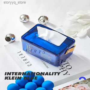 Tissue Boxes Napkins Ins Klein Blue Tissue Box Kitchen Napkin Storage Box Wc Paper Container Desktop Toilet Paper Holder Nordic Style Home Decoration Q240222