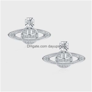 Designer High Quality S Pure Sier Empress Dowager Fl Diamond Studded Earrings For Women With Internet Celebrity Temperament And Niche Dhyci