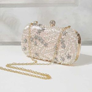 Handgjord broderad bankettväska med ny diamant inlagd pärlklänning, cocktailparty Light Luxury Bag 240222 240222