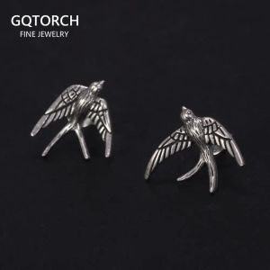 Orecchini S925 Sterling d'argento Vintage Orecchini maschili e donne ingoiano orecchini animali punk thai argento gioielli per animali