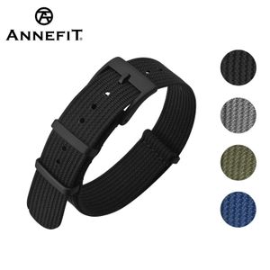 Andra klockor Annefit Nylon Watch Strap 18mm 20mm 22mm Armband Military Watch Strap Black Buckle Ballistic Fabric Strap Replacement J240222