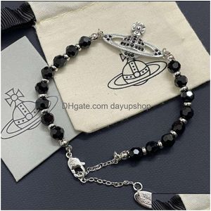 디자이너 고품질 황후 Dowager Black Agate Jewelry Women Vivienne 독특한 디자인 팔찌 DHDHV