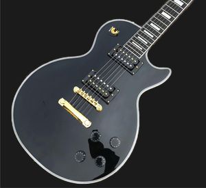 Gratis frakt, Rosewood Electric Guitar, Black Guitar, Gold Hardware, High Quality Electric Guitar 369