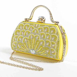 New Peacock Hot Diamond Hand Handbag ، حقيبة مأدبة التاج ، حقيبة Qipao رائعة 240222 240222