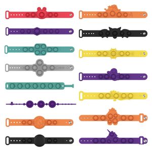 Charm Bracelets Push Bubble Pop Fidget Toys Sensory Ring Bracelets Puzzle Press Finger Bubbles Reliver Bracelet Wristband Decompressi Dhc8K