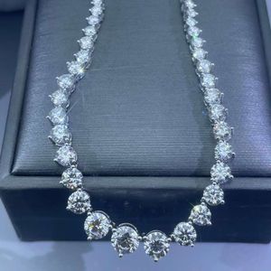 NYA ARDE 3 PRONGS Solid Gold Tennis Chain Moissanite Lab Real Diamond Fine Necklace