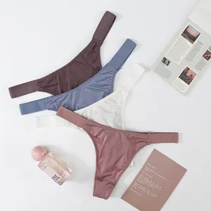 Mutandine da donna Sexy Intimo senza cuciture in seta di ghiaccio Perizoma a vita bassa Traspirante ad asciugatura rapida Yoga Sport Slip da donna invisibili da donna