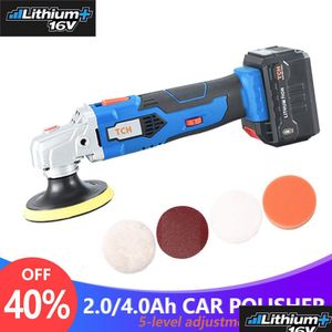 Sanders Tch Waxing Hine With 16V Lithium Battery Portable Cordless Car Polisher 5-Level Adjustable Speed Polishing M10 Thread Drop D Dha0K