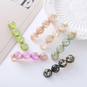 Hårtillbehör Korean Shiny Gold Dot Color Round Semisphere Clips For Girl Kids Söta Fairy Elegant Designer Hairpin Fashion