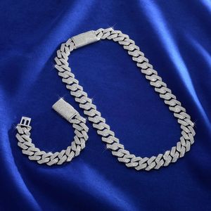 20Mm High-End Sier DVVS Three Rows Moissanite Cuban Heavy Link Chain Necklace For Men Hip Hop Street Punk Jewelry Chain